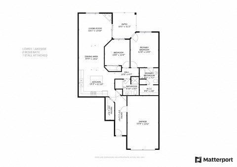 Floor plan for 2 beds, 2 baths, 1200 sqft